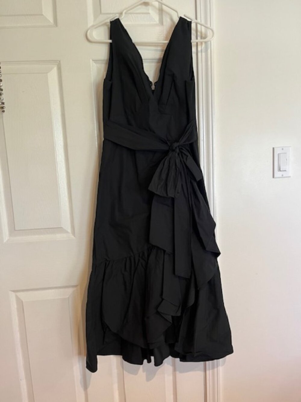 Rebecca Taylor Black Taffeta Wrap Dress w/ Ruffle Hem | Size 6 | NWT - Picture 3 of 14